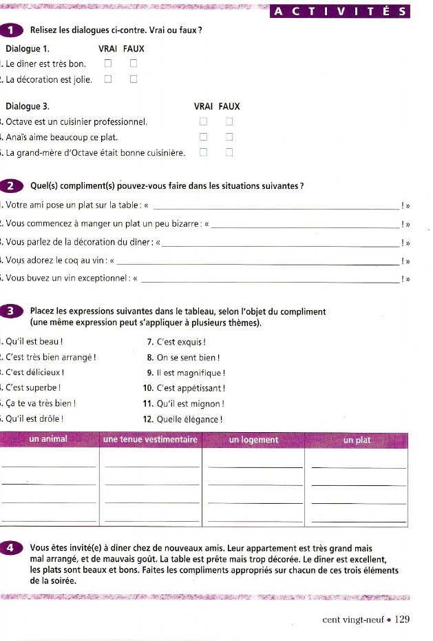 COMPROG 122 COMPLIMENTS A propos de la table Ex